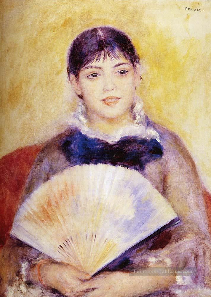 Fille avec un maître fan Pierre Auguste Renoir Peintures à l'huile